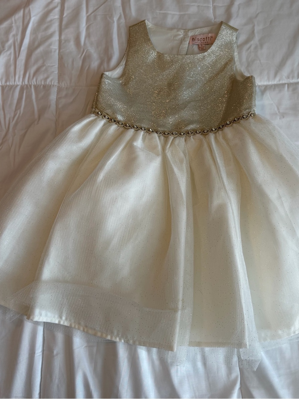Biscotti Ivory Dress with Gold Sparkle Bodice